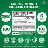 Zazzee Extra Strength Mullein 10:1 Extract, 3000 mg Strength, 180 Vegan Capsules, 6 Month Supply, Standardized 10X Extract, 100% Pure Leaf Powder, All-Natural and Non-GMO, Made in The USA