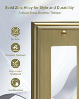 TREEWELL 4-Pack Decorator Cover Plate, Antique Brass Decorative Switch Plates and Outlet Covers, Durable Zinc Alloy Wall Plates for Electrical Outlets, Receptacle, GFCI Outlet, Dimmer Switch