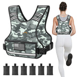 APEXUP Adjustable Weighted Vest, 4-10lb/12-18lb/20-32lb Vest with 6 Ironsand Weights and Large Pocket, Weight Vest for Men Women Strength Training, Running, Walking (4-10lb, Grey Camo)