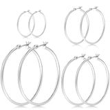 Gokeey Silver Earrings for Women Trendy, Hypoallergenic Silver Hoop Earrings for Women, Small Hoop Earrings Huggie Hoops Earrings for Jewelry Gifts 14mm 20mm 30mm 40mm