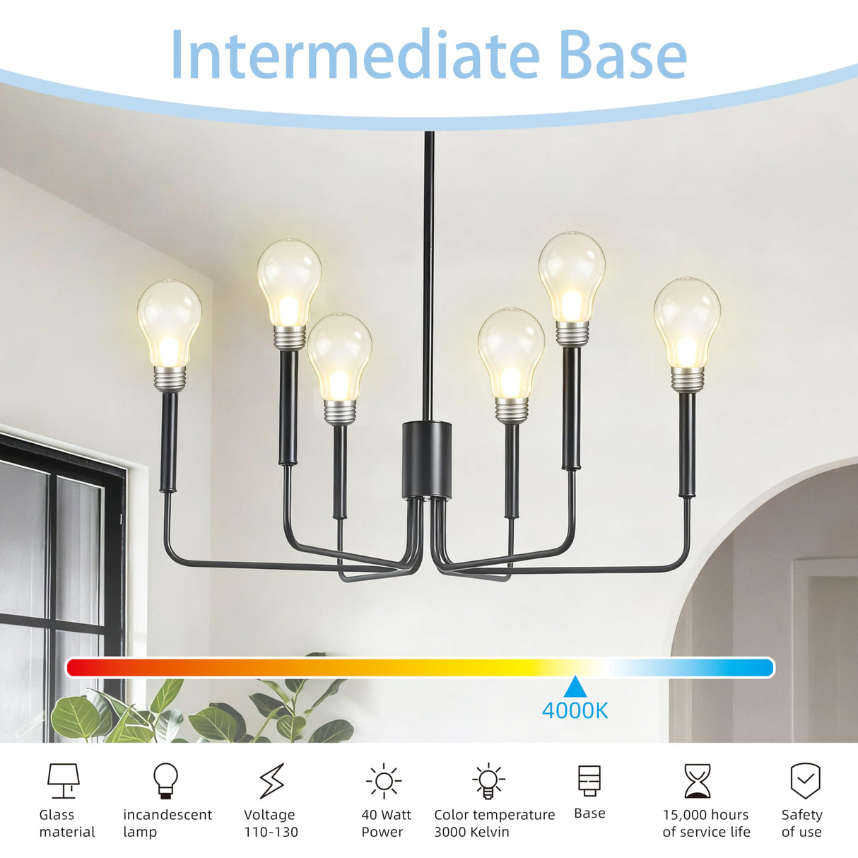NABKRA 60 Watt Incandescent Light Bulbs, A19 E26 60W Incandescent Bulb, Dimmable, 2700K, Warm White Light, Shatter-Resistant and Durable Bulb (4-Pack)