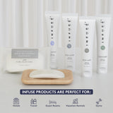 Infuse Pure White Tea and Coconut Hotel Soaps and Toiletries Bulk Set | 1-Shoppe All-In-Kit for Airbnb | 1oz Shampoo & Conditioner, Body Wash, Lotion & 1.25oz Bar Soap | Travel Size 300 Pieces