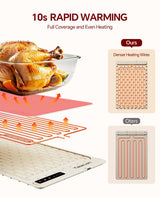 Food Warming Mat, Silicone Heating Tray with 7 Temperature Settings, Quick Full Surface Heating Pad, Thermochromic Line, Kids Lock, Food Warmers for Parties