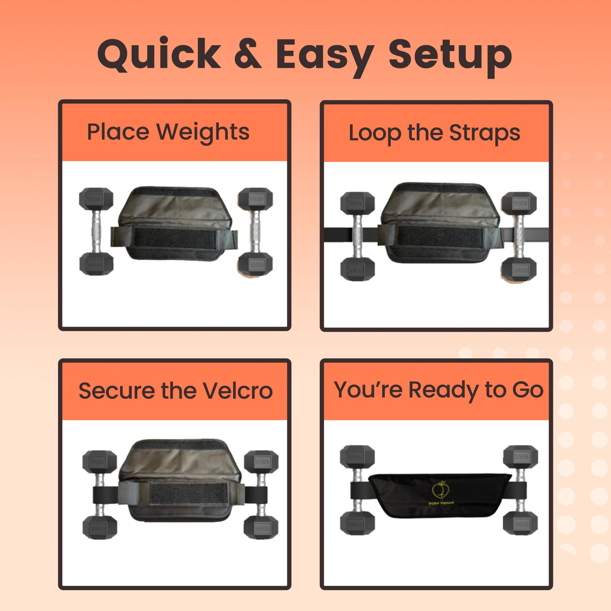 Dumbbell Hip Thrust Belt for Weights, Kettlebells & Plates | Booty Belt for Glute & Hamstring Strengthening | Non-Slip Neoprene Padding | Booty Trainer for Women and Men (Peach Fuzz)