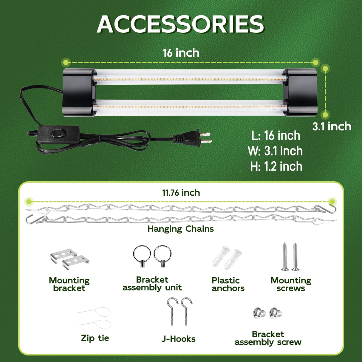 Hlite 16inch LED Grow Lights - Linkable Grow Lights for Indoor Plants