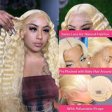 IJFMMEL 30 Inch 613 Lace Front Wig Human Hair Pre Plucked 200% Density 13X6 Deep Wave HD Transparent Blonde Lace Frontal Wig Human Hair For Women