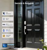 Veise VE017 Fingerprint Smart Door Lock, App Control, 8-in-1 Keyless Entry, Auto Lock, Emergency Power Port, Electronic Touchscreen Keypad, Biometric Smart Locks for Front Door, Satin Nickel