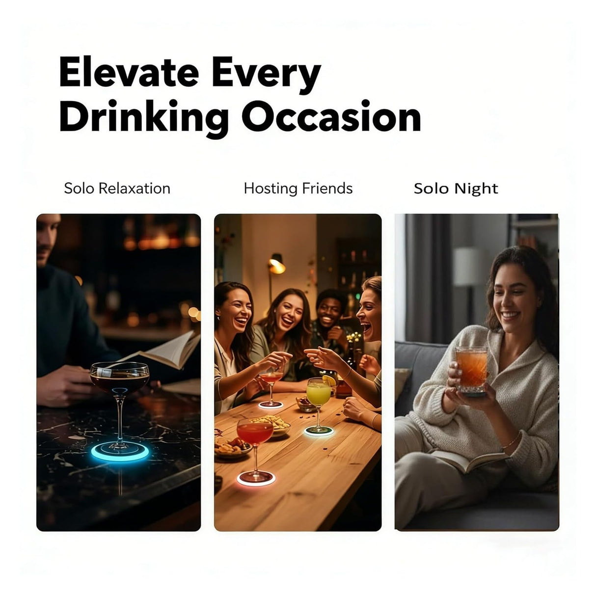 2026 New Smart Coaster 2.0, Portable APP-Features, Easy to Clean & Carry, Compact Storage Design, Suitable for Bars/Clubs/Home Use(Mix*2)