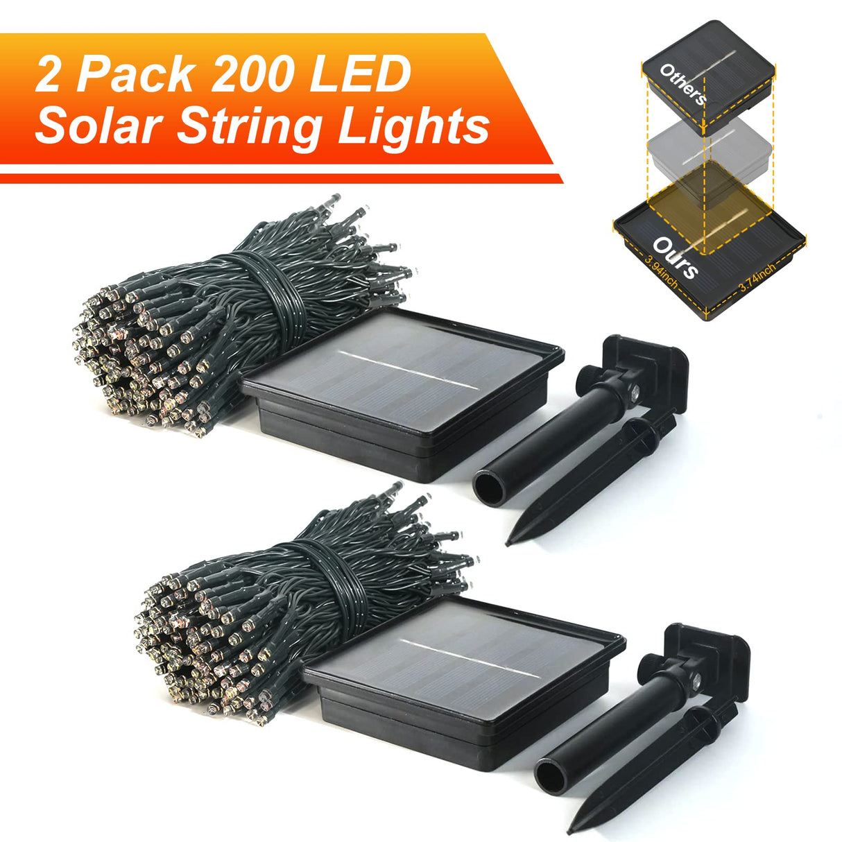 JMEXSUSS 2 Pack Halloween Solar Lights Outdoor, Total 400 LED 151FT Orange Solar Lights Outdoor Waterproof, 8 Modes Christmas String Light for Outside Tree Patio Yard Garden Halloween Decorations