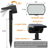 WELALO Solar Spot Lights Outdoor, [2 Pack/65 LED/3 Modes] Solar Landscape Spotlights, Solar Powered Security Lights, IP68 Waterproof Wall Lights for Outsides Walkway Yard Garden Driveway(Cool White)