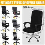 Smiry Stretch Printed Office Computer Chair Covers, Universal Desk Rotating Chair Slipcovers Removable Washable, Soft Fit Anti-Dust Spandex Protector Cover with Zipper, Black