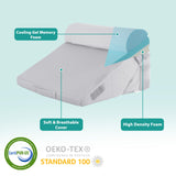 Bedluxe 3Pcs Orthopedic Bed Wedge Pillow Set, Foam Wedge Pillow Post Surgery for Back, Leg and Knee Support, Adjustable 9&12 Inch Folding Triangle Pillow for Sleeping, Acid Reflux, Snoring, Light Grey