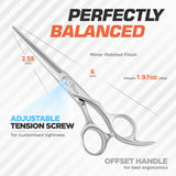 Fagaci Professional Hair Scissors 6” Extremely Sharp Blades, Fine Cutting Blades, Hair Cutting Scissors Professional, Hair Shears, Barber Scissors Set for Men and Women, Haircut Scissors Hair Kit