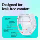 Because Overnight Absorbency Pull Ups - Adult Disposable Incontinence Underwear, Extra Absorbent Nighttime Briefs for Men and Women, White, XLarge, 20 Count