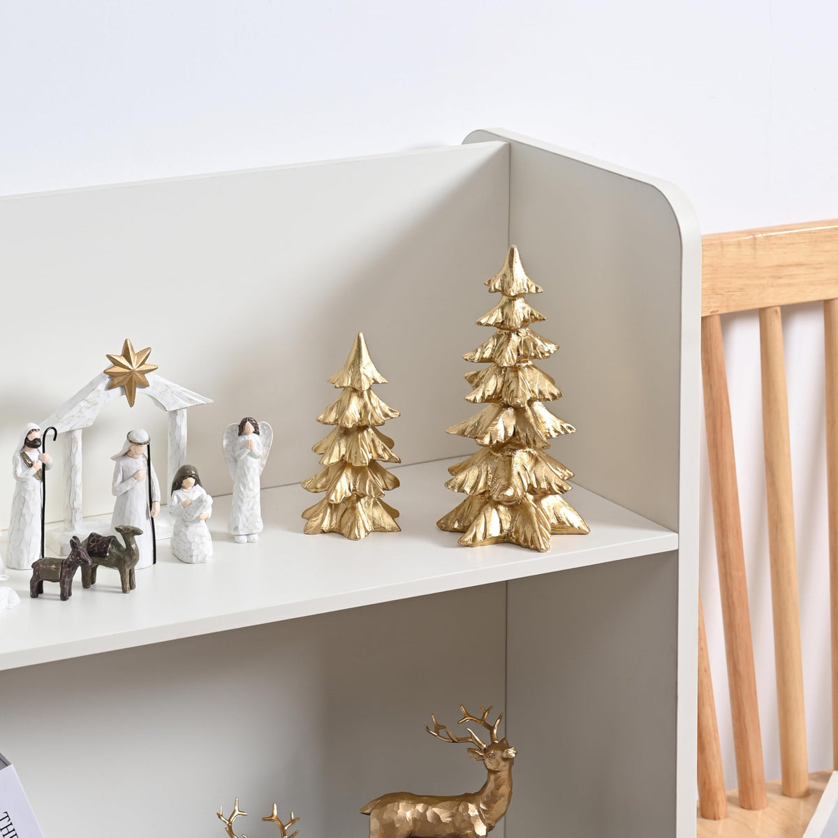 FESTGLOX Gold Christmas Tree Figurines,Small Resin Christmas Tabletop Trees