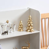 FESTGLOX Gold Christmas Tree Figurines,Small Resin Christmas Tabletop Trees