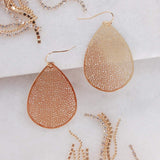 Gold Tone Teardrop Earrings for Women - Boho Simple Filigree Leaf Dangles