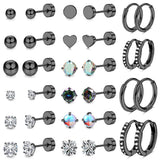 LOFITOR Hypoallergenic Surgical Steel Flat Back Earrings Set for Women Men