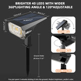 LEREKAM Solar Spot Lights Outdoor Landscape Lights, 40 LEDs Solar Landscape Spotlights Outdoor Waterproof Auto On/Off Garden Lights, Outdoor Lights for Yard Palm Trees Driveway Patio Pool