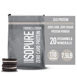 Isopure Zero Carb 100% Pure Whey Isolate Protein Powder, Lactose Free, Gluten Free, With Vitamins, Cookies & Cream, 25g Protein Per Serving, 7.5 Lbs, 110 Servings (Packaging May Vary)