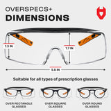NoCry Safety Glasses Over Eyeglasses for Men and Women with Anti Scratch Lenses and Integrated Side Shields — Adjustable Temples with Anti-Slip Tips — 100% UV Protective Eyewear — ANSI Z87 (10-pack)