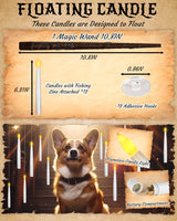 Halloween Decor Floating Candles With Wand, 20pcs Magic Hanging Candles With Remote, 6.3IN Flameless Taper Led Candle Battery Operated Floating Window Candle, Decor for Christmas, Wedding, Halloween