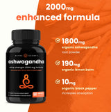 NutraChamps Organic Ashwagandha Capsules, 2000mg Adrenal Fatigue, Thyroid & Mood Support Ashwagandha Supplements, Ashwagandha Root Powder & Lemon Balm, Superior Absorption with Black Pepper