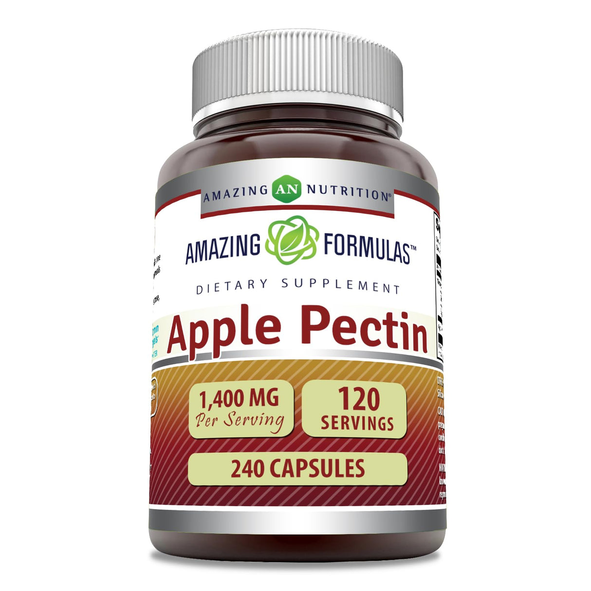 Amazing Formulas Apple Pectin Supplement | 1400 Mg | 240 Capsules | Non-GMO | Gluten Free | Made in USA