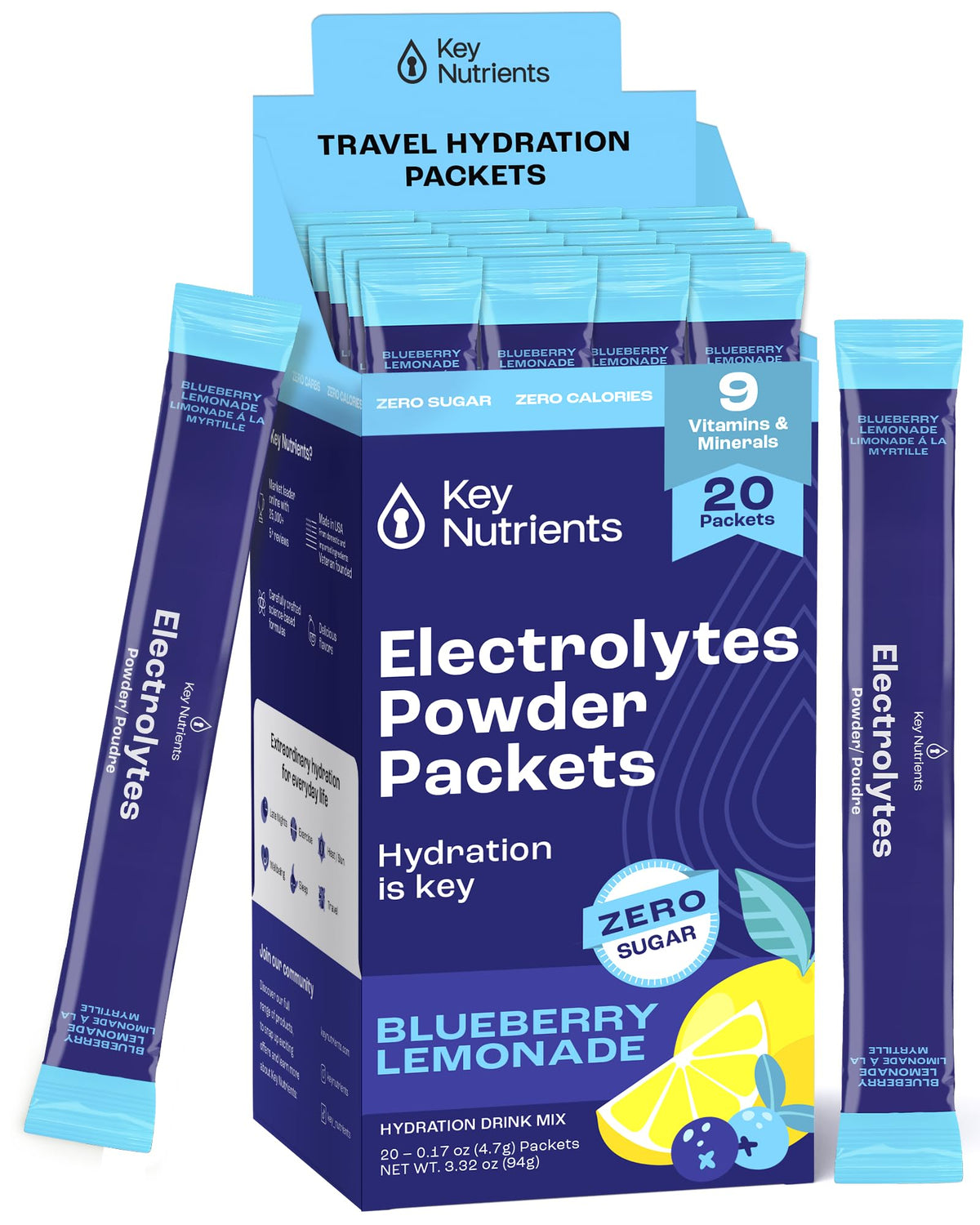 Key Powder KEY NUTRIENTS Multivitamin Electrolytes Powder Packets - Delicious Blu ...