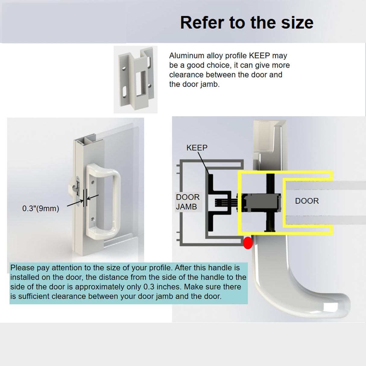 House Guard Sliding Patio Door Handle Set, Mortise Lock, 3-15/16", White