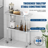 Chingoo Stainless Steel Table with Wheels 14 x 30 Inches Metal Prep Table with Adjustable Undershelf & Casters for Commercial Kitchen, Outdoor, Restaurant, Hotel & Garage