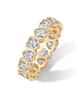 PAVOI 14K Yellow Gold Plated Heart Ring for Women - Heart-Shaped Cubic Zirconia Eternity Rings for Women - Stackable Wedding Band for Brides - Cute Valentines Day Love Promise Jewelry Gifts - Size 9