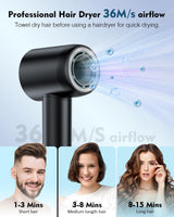 Hair Dryer,160000 RPM High Speed Blow Dryer with 200 Million Negative Ionic, Low Noise Thermo-Control Professional Hair Dryer with Diffuser and Nozzle,Portable Hair Blow Dryer for Home Travel