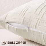 decorUhome Christmas Cream White Chenille Throw Pillow Covers 20x20 Set of 2 Thick Textured Slubby Couch Pillow Covers Farmhouse Accent Modern Neutral Decorative Pillow Cases for Bed Sofa Living Room