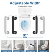 Toilet Safety Rails for Seniors (350 LBS), Adjustable Toilet Safety Frame for Elderly and Disabled, FSA HSA Eligible Foldable Handicap Toilet Assistance Rail Fits Most Toilets, Matte Black