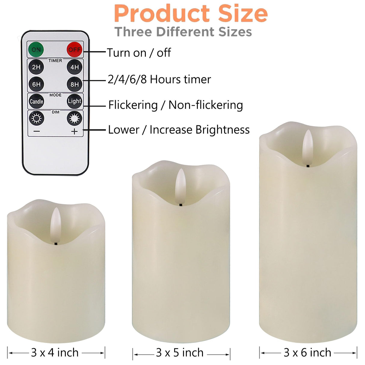 VIEWELLD Flickering Flameless Candles with Remote and Timer, Realistic LED Candles, Battery Operated Candles for Christmas Home Wedding Birthday Decoration, Real Wax Set of 3(Ivory White)