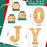 Nsoyos 3PCS Bamboo Christmas Decorations Letters Charcuterie Board Box-(with 14 Balloons and Bow) Joy Charcuterie Letters Fillable Food Christmas Party Supplies Table Decoration Food Tray Platter