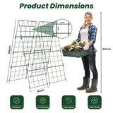Adjustable A-Frame Trellis for Climbing Plants Outdoor, 48"x32" Cucumber Trellis for Raised Bed, Metal Garden Trellis with Grid Design, Tomato, Grape, Bean, Pea, Squash, Vegetable Trellis (Green)