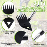 Weed Puller Tool with Long Handle, Hoe Garden Tool & Weed Rake for Weeding
