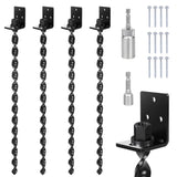 24" Heavy Duty Ground Anchors Screw in, Set of 4 Mobile Home Anchors, Multi-Purpose Earth Anchors with Brackets and Adapter for Drill, Ideal for Mobile Homes, Storage Sheds and Carports(Black)
