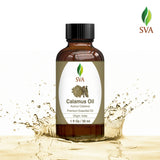 SVA Calamus Essential Oil – 1 Fl Oz – 100% Natural Calamus Oil - for Diffuser, Hair Care, Face, Skin Care, Aromatherapy, Scalp and Body Massage, Soap and Candle Making – with Dropper