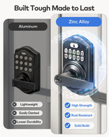 TEEHO TE004 Keyless Entry Keypad Door Lock with Handle - Smart Digital Electronic Lock for Interior Door with Anti-Peeping, Auto Lock & Passage Mode - Easy Installation - Matte Black