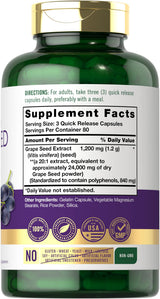 Carlyle Grape Seed Extract | 240 Capsules | Maximum Strength Standardized Extract | Non-GMO, Gluten Free