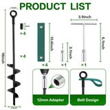 Qimshemi 18-Inch Ground Anchors Screw in Heavy Duty, 4 Pack Shed Anchor Kit with Wrenches and Straps, High Wind Trampoline Anchors & Stakes for Swing Sets, Camping Tent, Carport, Plants, Mobile Home