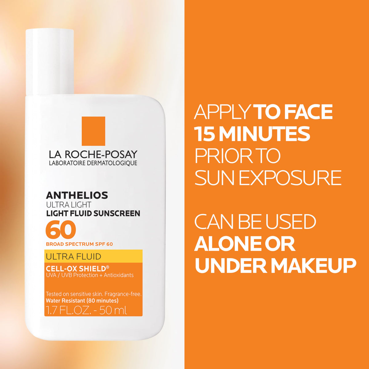 La Roche-Posay Anthelios Ultra Light Fluid Sunscreen for Face SPF 60, 1.7oz