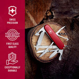 Victorinox Huntsman Swiss Army Knife, 15 Functions, Swiss Made Pocket Knife with Large Blade, Screwdriver, Scissors and Wood Saw - Red