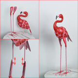 SUNREEK 2Pcs Flamingo Outdoor Statues, Metal Flamingo Yard Art Decor for Garden Home Patio Yard Display