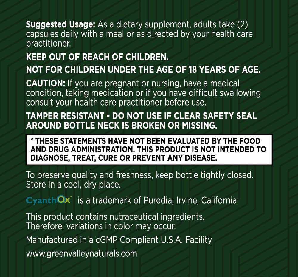 GREEN VALLEY NATURALS Stem Cell Supplement - Organic Tibetan Sea Buckthorn-Resveratrol, Vitamin D, Bishop's Hat Extract (1 Bottle, 60 Count)