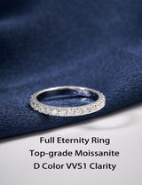 IMOLOVE Moissanite Wedding Band Wedding Rings for Women 925 Sterling Silver Rings with 18K White Gold Plated Eternity Stackable Engagement Ring Anniversary Band Size 6-ET