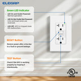 ELEGRP GFCI Outlet 20 Amp, Self-Test GFI Electrical Outlet with Thinner Design, TR Tamper Resistant GFCI Receptacle, Ground Fault Circuit Interrupters with Wall Plate, UL Listed, Matte White, 2 Pack
